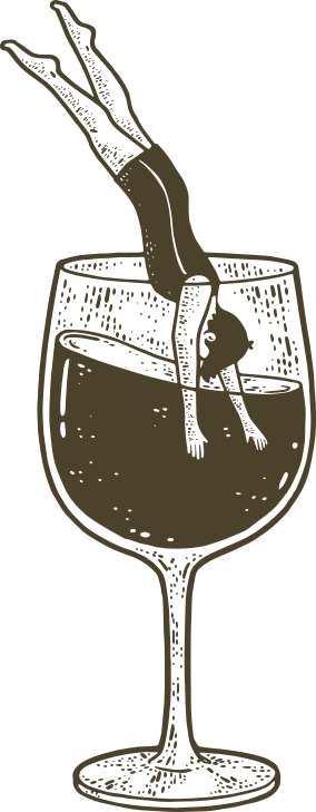 woman diving into wine glass
